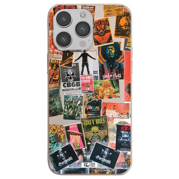 a collection of posters on a wall Apple iPhone 14 pro Silicone Stone Case