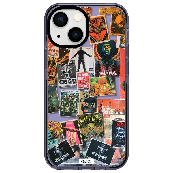 a collection of posters on a wall Apple iPhone 15 impact Lilac Case