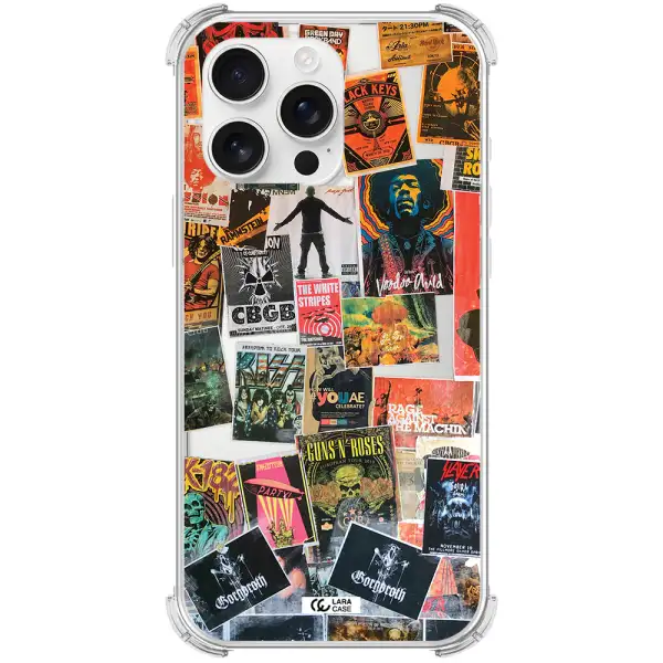 A Collection Of Posters On A Wall Apple Iphone 16 Pro Max Clear Pc Case