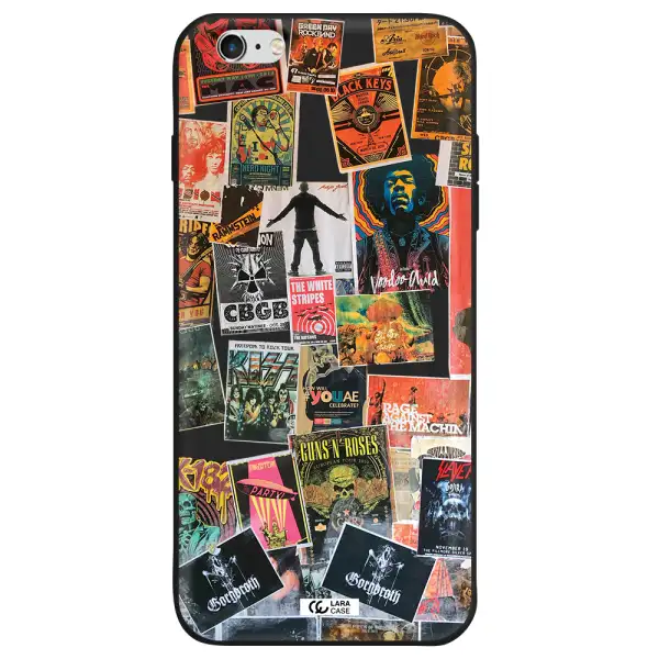 a collection of posters on a wall Apple iPhone 6 s plus Silicone black Case