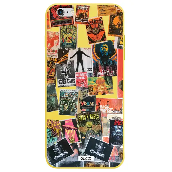 a collection of posters on a wall Apple iPhone 6 s plus Silicone canary yellow Case