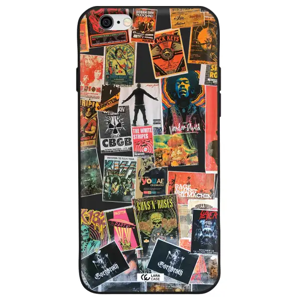 a collection of posters on a wall Apple iPhone 6 Silicone black Case