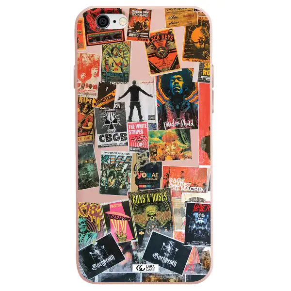 a collection of posters on a wall Apple iPhone 6 Silicone pastel pink Case