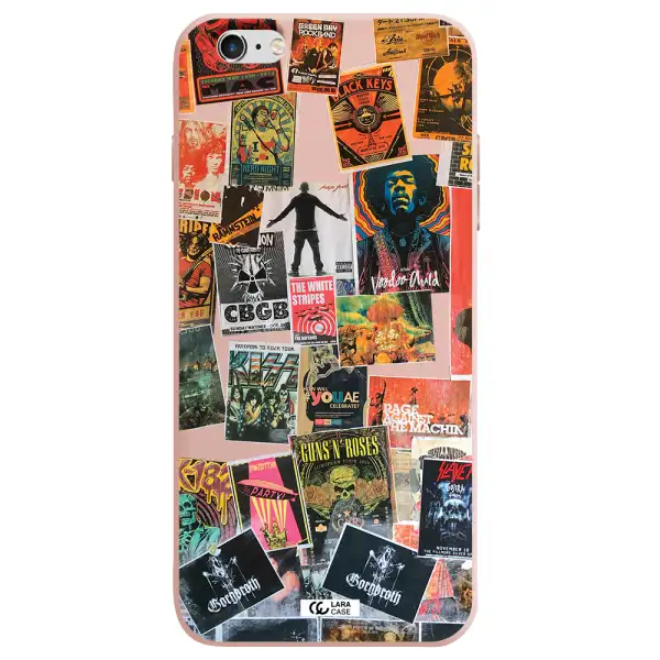 a collection of posters on a wall Apple iPhone 6S Silicone pastel pink Case