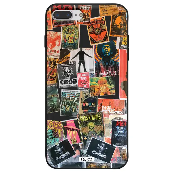 a collection of posters on a wall Apple iPhone 7 plus Silicone black Case