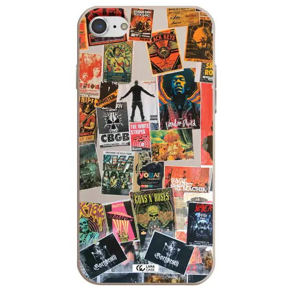 a collection of posters on a wall Apple iPhone 7 Silicone Stone Case