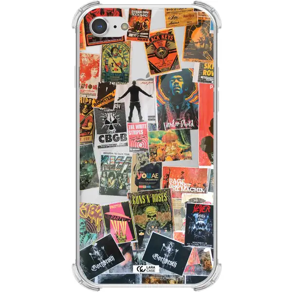 a collection of posters on a wall Apple iPhone 8 Clear PC Case