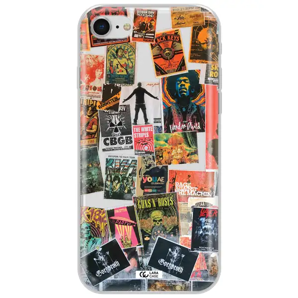 A Collection Of Posters On A Wall Apple Iphone Se 2020 Clear Tpu Case
