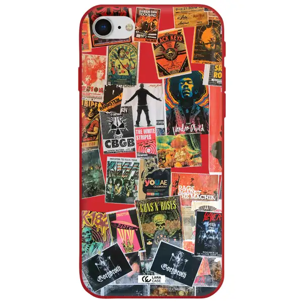 a collection of posters on a wall Apple iPhone se 2020 Silicone Imperial Red Case