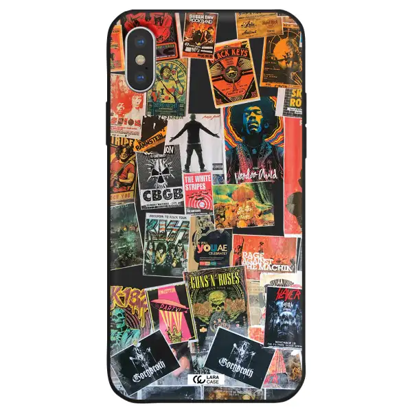 a collection of posters on a wall Apple iPhone X Silicone black Case