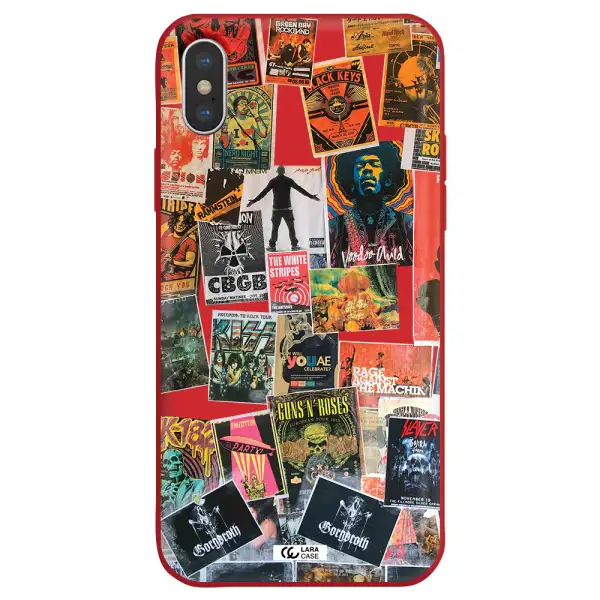 a collection of posters on a wall Apple iPhone X Silicone Imperial Red Case