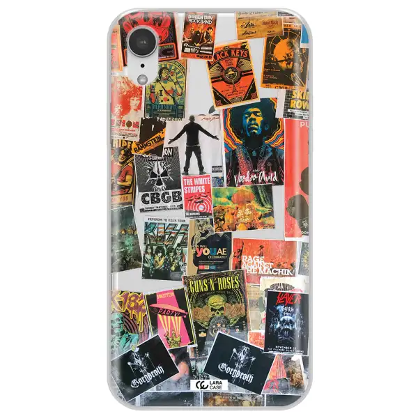 a collection of posters on a wall Apple iPhone XR Clear TPU Case