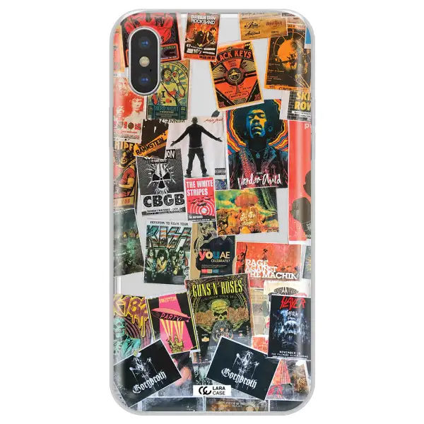 a collection of posters on a wall Apple iPhone XS Clear TPU Case