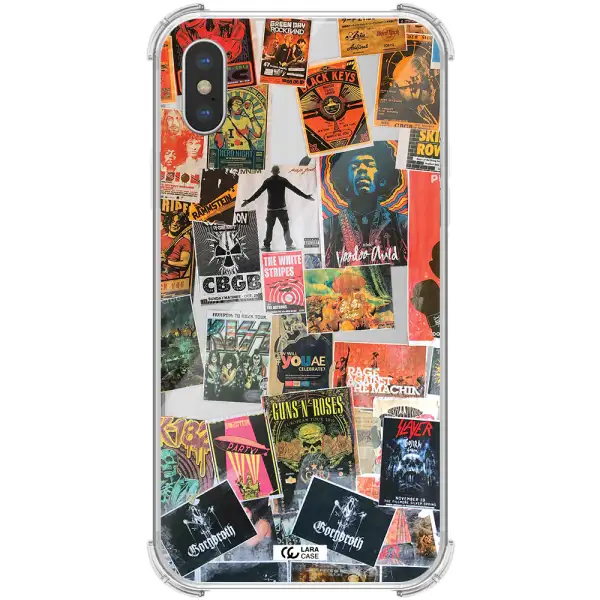 a collection of posters on a wall Apple iPhone XS max Clear PC Case