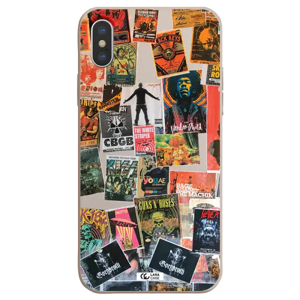 a collection of posters on a wall Apple iPhone XS max Silicone Stone Case
