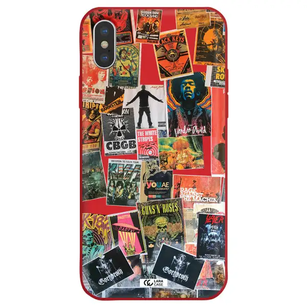 a collection of posters on a wall Apple iPhone XS Silicone Imperial Red Case