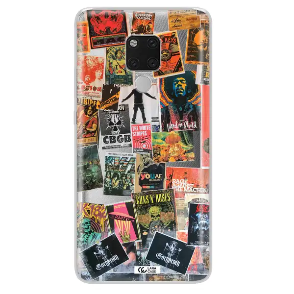 a collection of posters on a wall Huawei Mate 20X Clear TPU Case