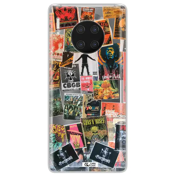 a collection of posters on a wall Huawei Mate 30 Pro Clear TPU Case