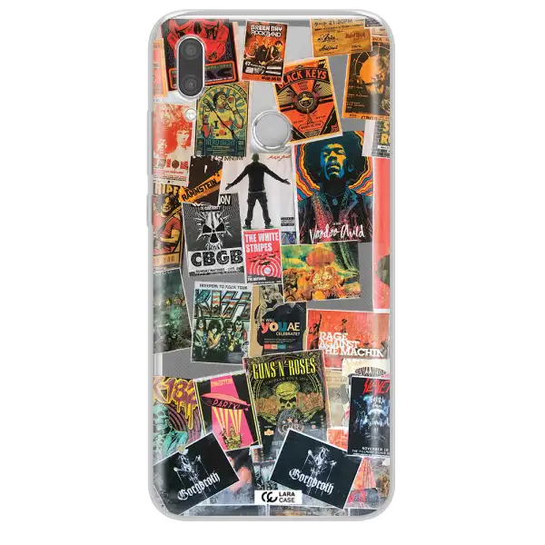 a collection of posters on a wall Huawei P Smart 2019 Clear TPU Case