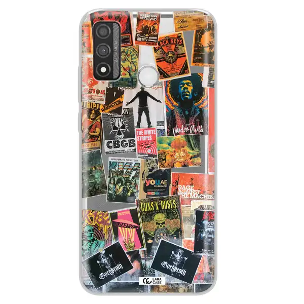 a collection of posters on a wall Huawei P Smart 2020 Clear TPU Case