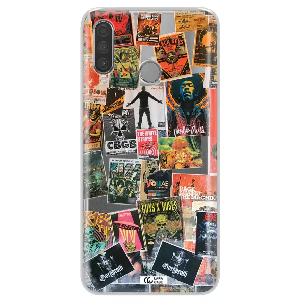a collection of posters on a wall Huawei P30 Lite Clear TPU Case
