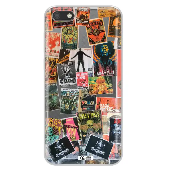 a collection of posters on a wall Huawei Y5 2018 Clear TPU Case