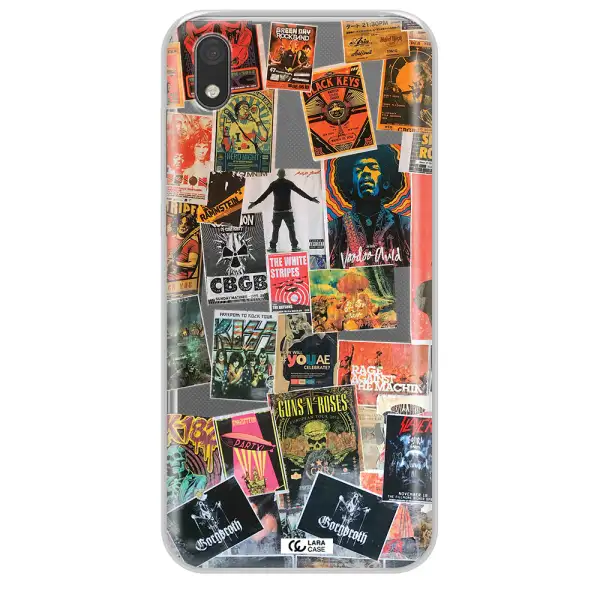 a collection of posters on a wall Huawei Y5 2019 Clear TPU Case