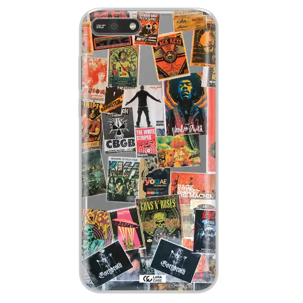 a collection of posters on a wall Huawei Y6 2018 Clear TPU Case