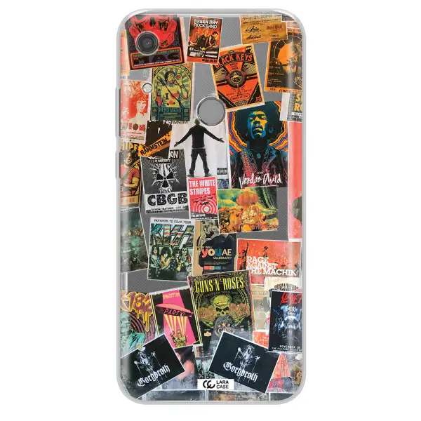 a collection of posters on a wall Huawei Y6S Clear TPU Case