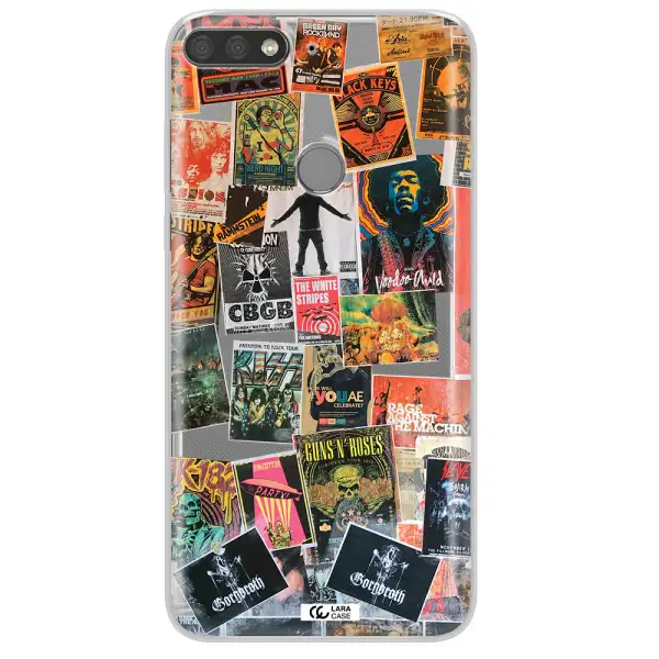 a collection of posters on a wall Huawei Y7 Prime 2018 Clear TPU Case