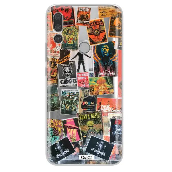 a collection of posters on a wall Huawei Y9 Prime 2019 Clear TPU Case