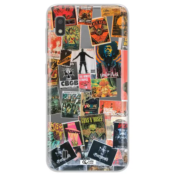 a collection of posters on a wall Samsung A10 Clear TPU Case