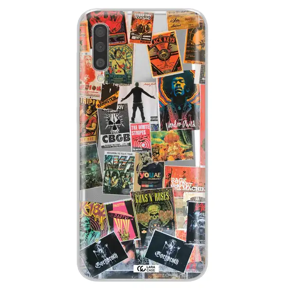A Collection Of Posters On A Wall Samsung A50S Clear Tpu Case