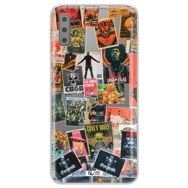 a collection of posters on a wall Samsung A7 2018 Clear TPU Case