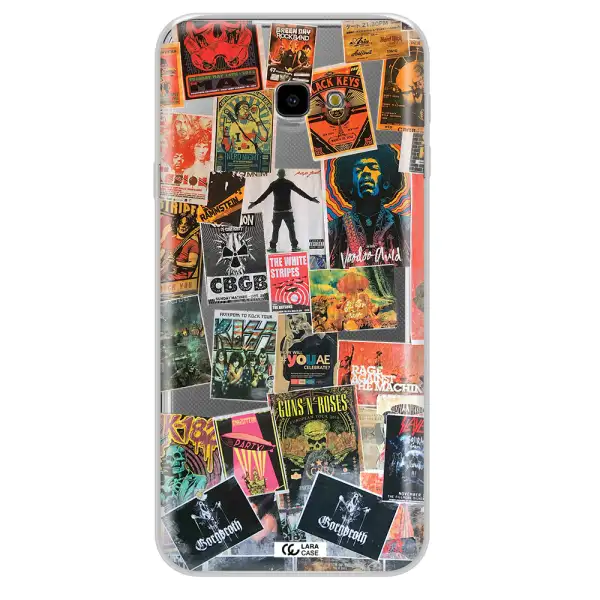 a collection of posters on a wall Samsung J4 Plus Clear TPU Case