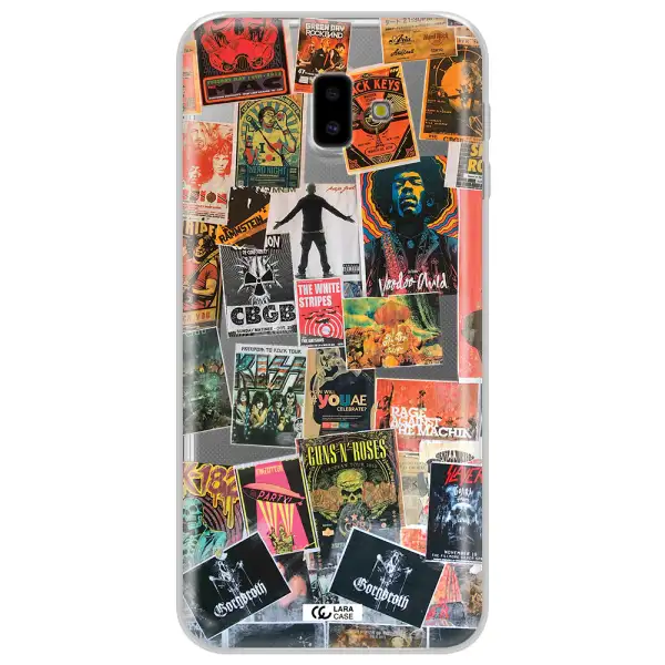 a collection of posters on a wall Samsung J6 Plus Clear TPU Case
