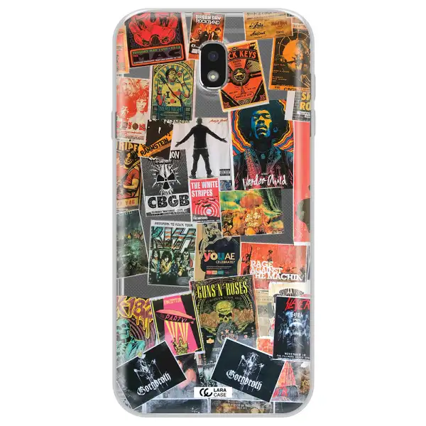 a collection of posters on a wall Samsung J7 Pro Clear TPU Case