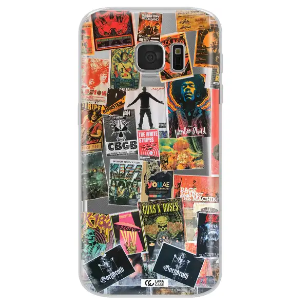 a collection of posters on a wall Samsung S 7 Clear TPU Case