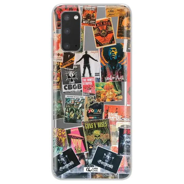 a collection of posters on a wall Samsung S20 Clear TPU Case