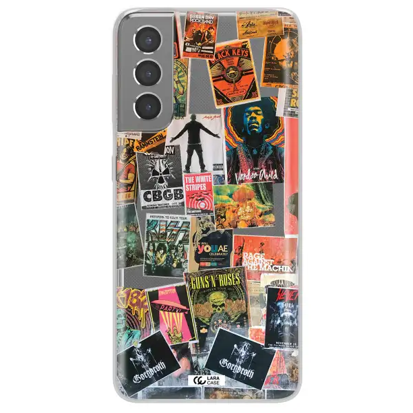 a collection of posters on a wall Samsung S21 Clear TPU Case