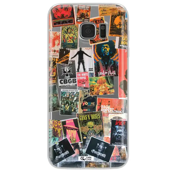 a collection of posters on a wall Samsung S7 Edge Clear TPU Case