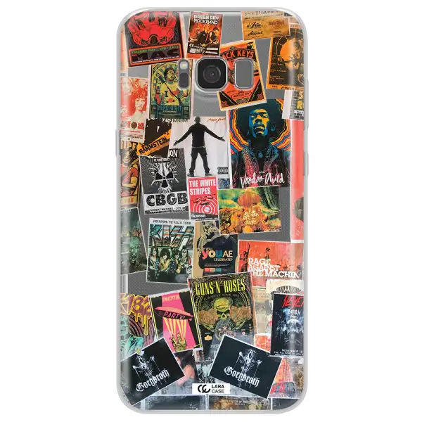 a collection of posters on a wall Samsung S8 Plus Clear TPU Case