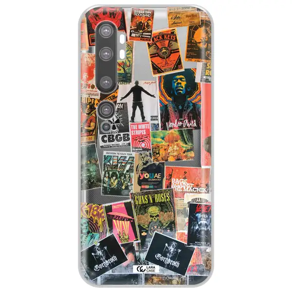 a collection of posters on a wall Xiaomi Mi Note 10 Clear TPU Case