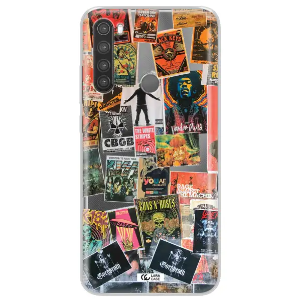 a collection of posters on a wall Xiaomi Note 8 Clear TPU Case