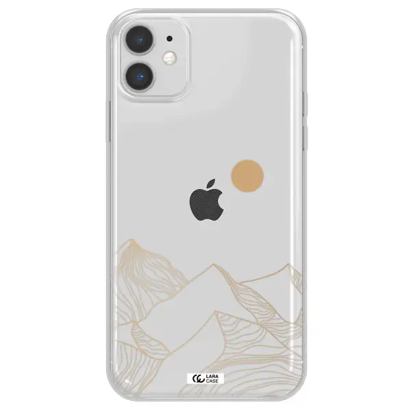 a mountain range with a sun in the background Apple iPhone 11 Clear TPU Case