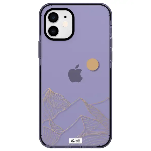 a mountain range with a sun in the background Apple iPhone 11 impact Lilac Case