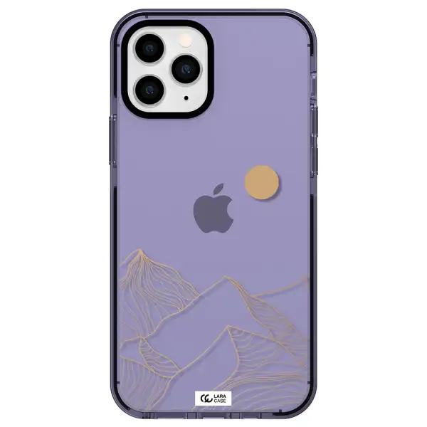 a mountain range with a sun in the background Apple iPhone 11 pro impact Lilac Case