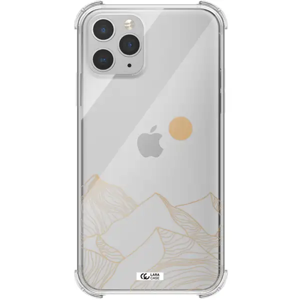 a mountain range with a sun in the background Apple iPhone 11 pro max Clear PC Case