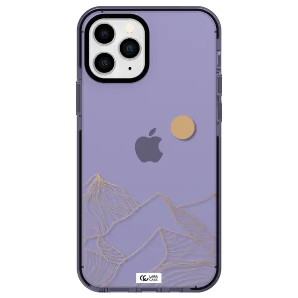 a mountain range with a sun in the background Apple iPhone 11 pro max impact Lilac Case