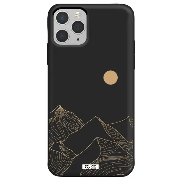a mountain range with a sun in the background Apple iPhone 11 pro max Silicone black Case